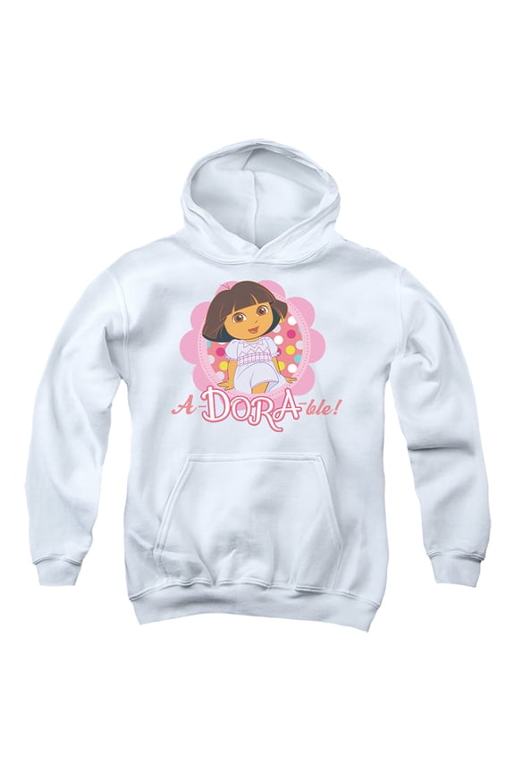 Popfunk Dora The Explorer A-Dora-Ble! Youth Kids Boy/Girls Pull-Over Hoodie, White, Small