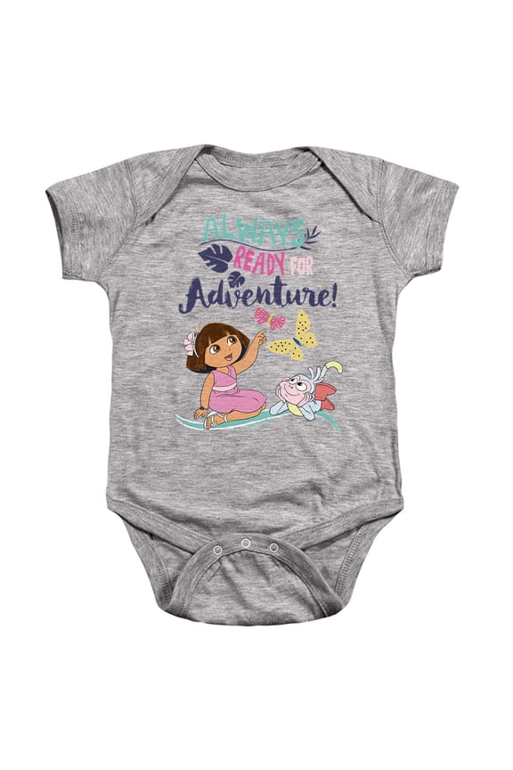Popfunk Dora The Explorer Always Ready For Adventure Unisex Infant Snap Suit for Baby, Athletic Heather, Medium