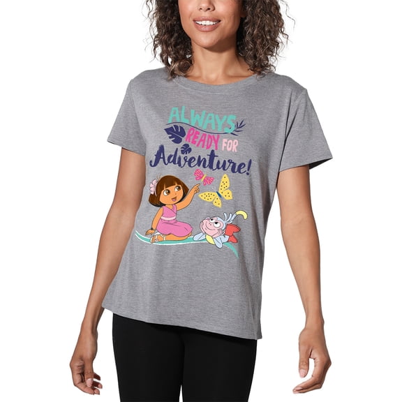 Popfunk Dora The Explorer Always Ready For Adventure Women's Loose T-Shirt, Athletic Heather, Medium