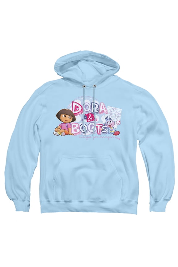 Popfunk Dora The Explorer Amigos Por Siempre Adult Pull-Over Hoodie, Light Blue, 2X-Large