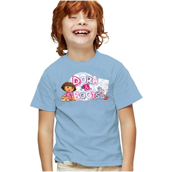Popfunk Dora The Explorer Amigos Por Siempre Kids T Shirt for Youth Boys and Girls, Light Blue, Small