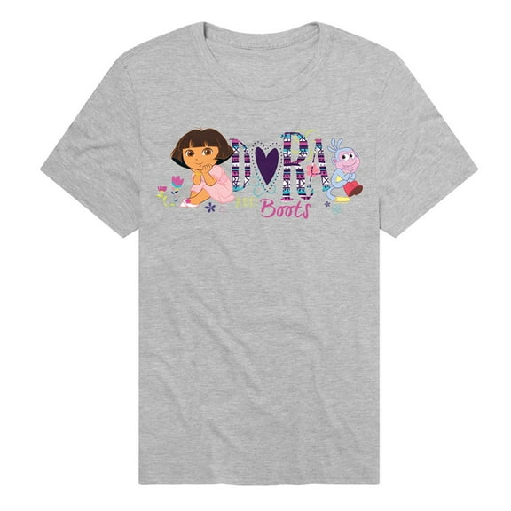 Popfunk Dora The Explorer And Boots Unisex Adult Heathered Premium T Shirt (Small) Athletic Heather