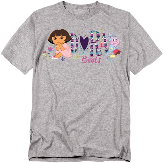 Popfunk Dora The Explorer And Boots Unisex Adult T Shirt, Athletic Heather, 6X-Large