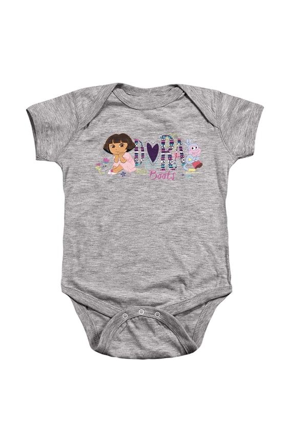 Popfunk Dora The Explorer And Boots Unisex Infant Snap Suit for Baby, Athletic Heather, Medium
