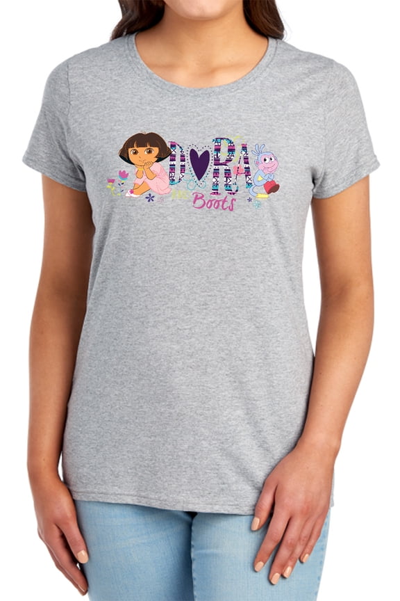 Popfunk Dora The Explorer And Boots Women's T Shirt, Athletic Heather, Medium
