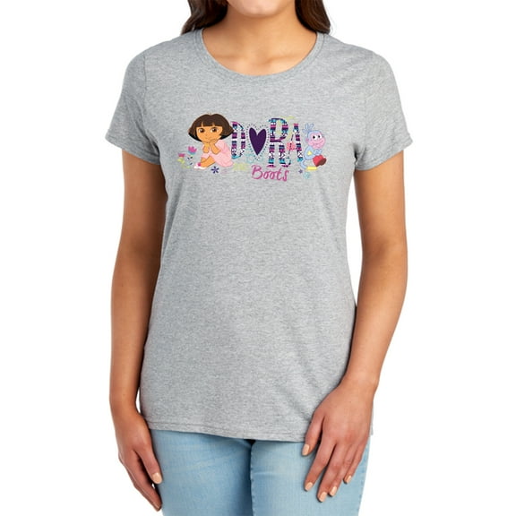 Popfunk Dora The Explorer And Boots Women's T Shirt, Athletic Heather, X-Large