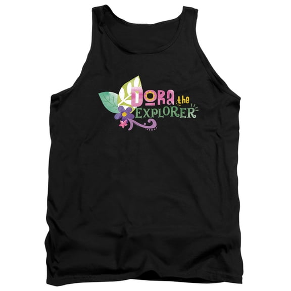 Popfunk Dora The Explorer Floral Lettering Unisex Adult Tank Top, Black, Small
