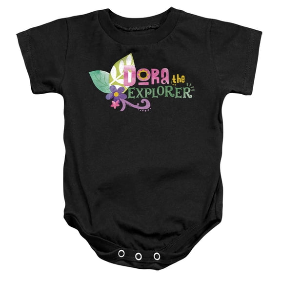 Popfunk Dora The Explorer Floral Lettering Unisex Infant Snap Suit for Baby, Black, Small