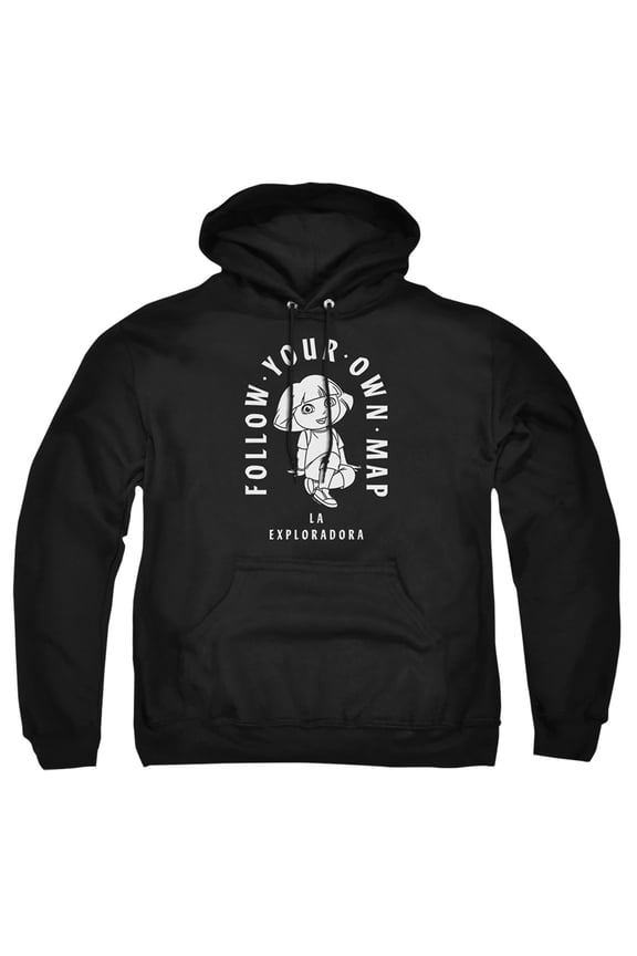 Popfunk Dora The Explorer Follow Your Own Map Adult Pull-Over Hoodie, Black, Medium