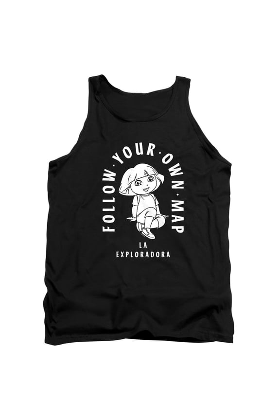 Popfunk Dora The Explorer Follow Your Own Map Unisex Adult Tank Top, Black, Medium