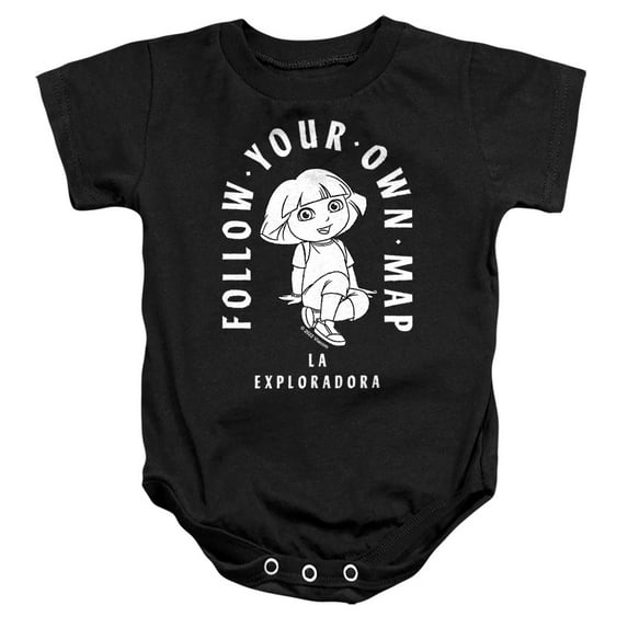 Popfunk Dora The Explorer Follow Your Own Map Unisex Infant Snap Suit for Baby, Black, Large
