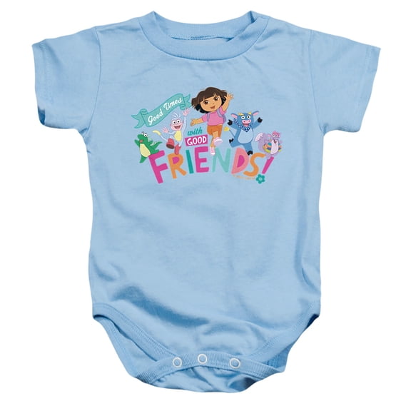 Popfunk Dora The Explorer Good Times With Good Friends Unisex Infant Snap Suit for Baby, Light Blue, Medium