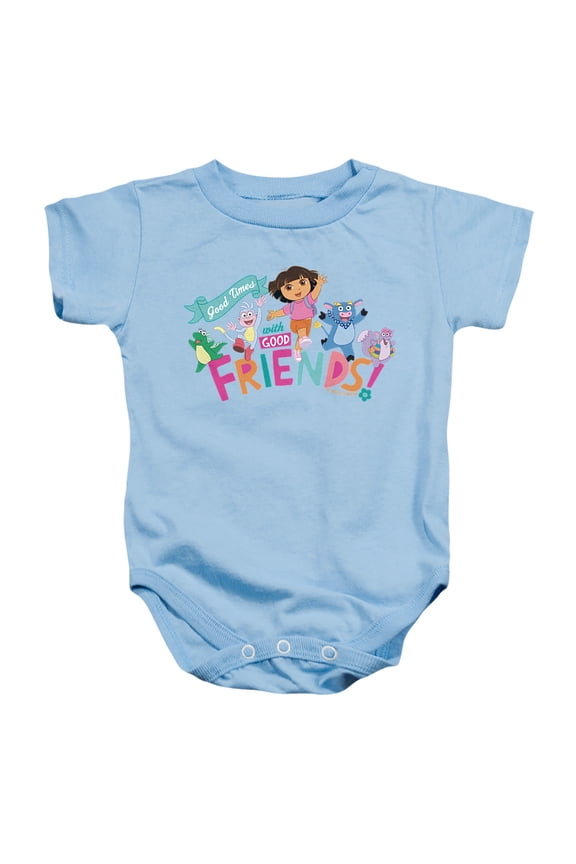 Popfunk Dora The Explorer Good Times With Good Friends Unisex Infant Snap Suit for Baby, Light Blue, Small