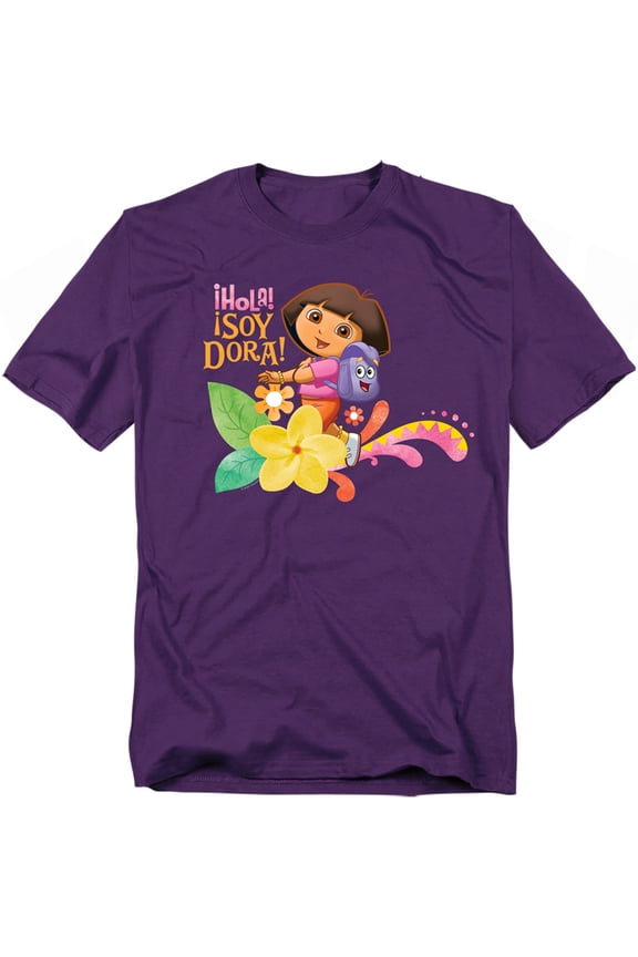 Popfunk Dora The Explorer Hola! Soy Dora! Unisex Adult T Shirt, Purple, 2X-Large