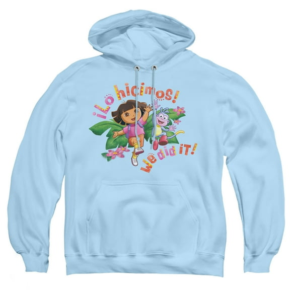 Popfunk Dora The Explorer Lo Hicimos! We Did It! Adult Pull-Over Hoodie, Light Blue, Small