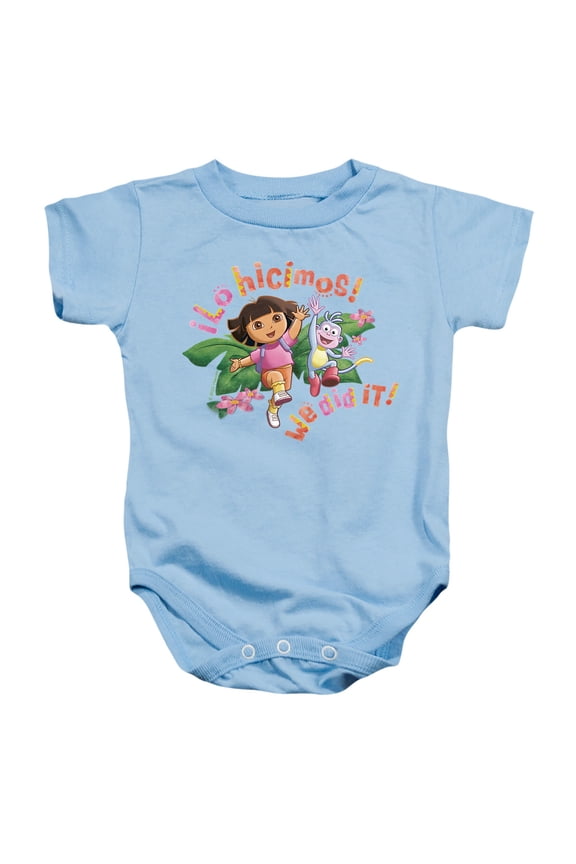 Popfunk Dora The Explorer Lo Hicimos! We Did It! Unisex Infant Snap Suit for Baby, Light Blue, Small
