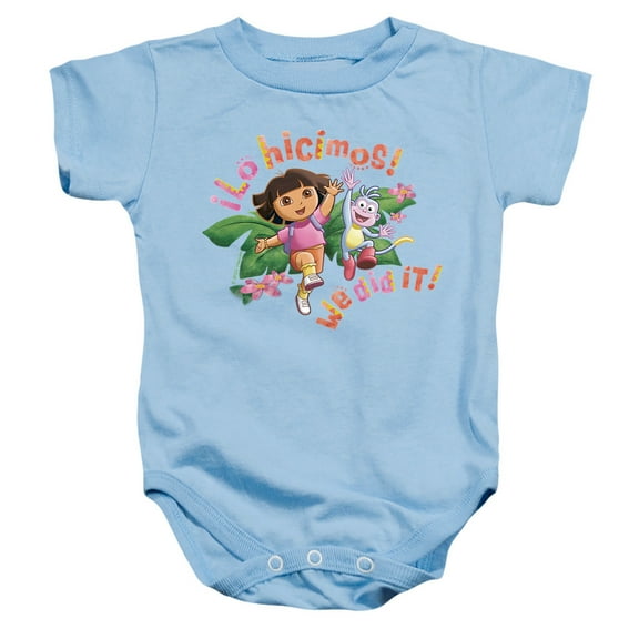 Popfunk Dora The Explorer Lo Hicimos! We Did It! Unisex Infant Snap Suit for Baby, Light Blue, Small