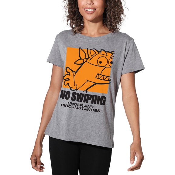 Popfunk Dora The Explorer No Swiping Under Any Circumstances Women's Loose T-Shirt, Athletic Heather, Medium