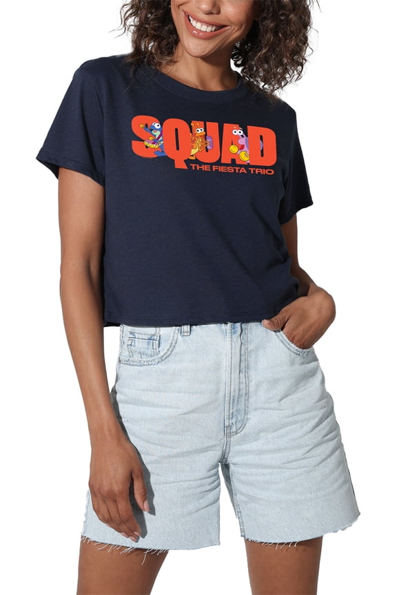 Popfunk Dora The Explorer Squad, The Fiesta Trio Women's Crop Top T-Shirt, Navy, Small