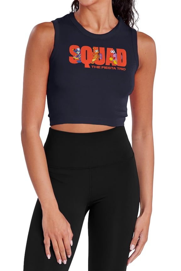 Popfunk Dora The Explorer Squad, The Fiesta Trio Women's Sleeveless Crop Top Tank, Navy, Large