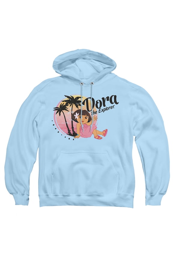Popfunk Dora The Explorer Tropical Breezes Adult Pull-Over Hoodie, Light Blue, Large