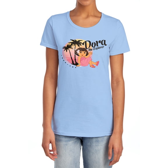 Popfunk Dora The Explorer Tropical Breezes Women's T Shirt, Light Blue, Large