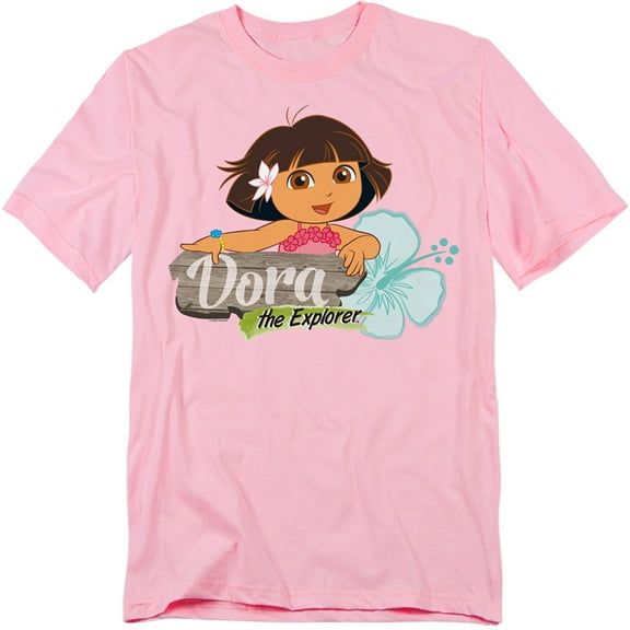 Popfunk Dora The Explorer Tropical Flower Unisex Adult T Shirt, Pink, Medium
