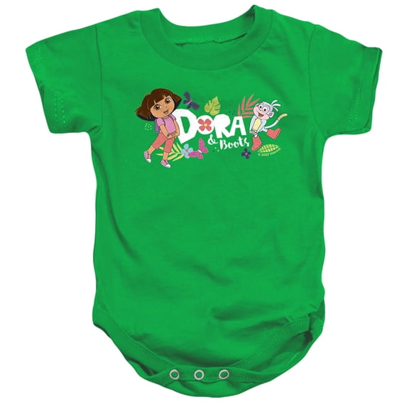 Popfunk Dora The Explorer With Boots And Butterflies Unisex Infant Snap Suit for Baby, Kelly Green, X-Large