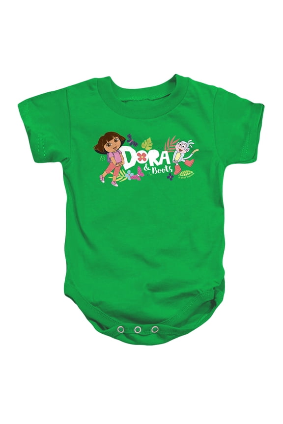 Popfunk Dora The Explorer With Boots And Butterflies Unisex Infant Snap Suit for Baby, Kelly Green, X-Large