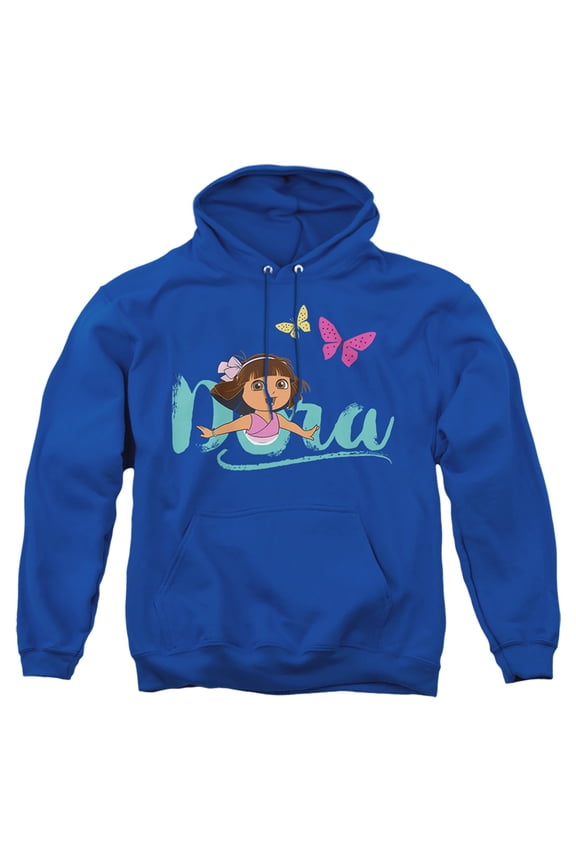 Popfunk Dora The Explorer With Butterflies Adult Pull-Over Hoodie, Royal, 3X-Large