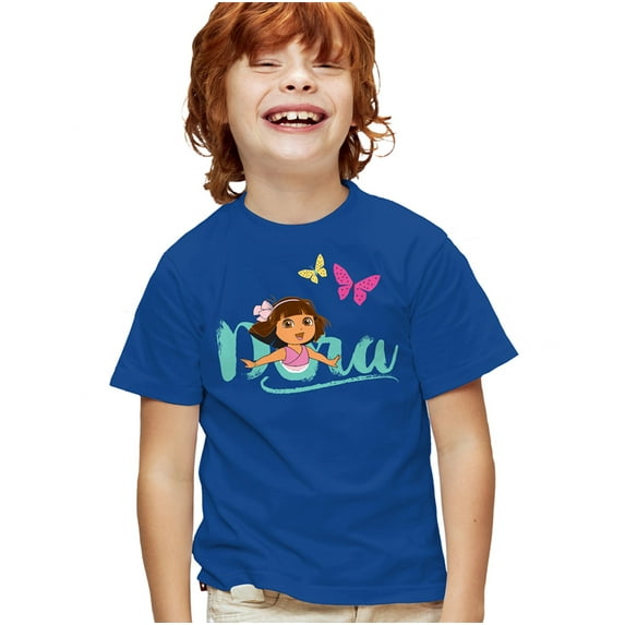Popfunk Dora The Explorer With Butterflies Kids T Shirt for Youth Boys and Girls, Royal, Small