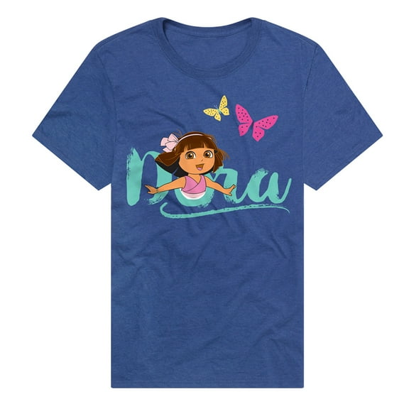 Popfunk Dora The Explorer With Butterflies Unisex Adult Heathered Premium T Shirt (Medium) Royal