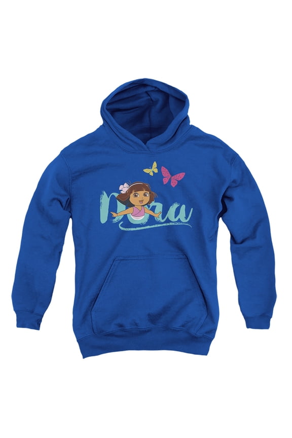 Popfunk Dora The Explorer With Butterflies Youth Kids Boy/Girls Pull-Over Hoodie, Royal, Large