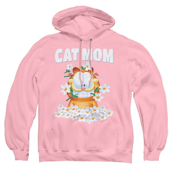 Popfunk Garfield Mother's Day Cat Mom Flowers Adult Pull-Over Hoodie, Pink, Small