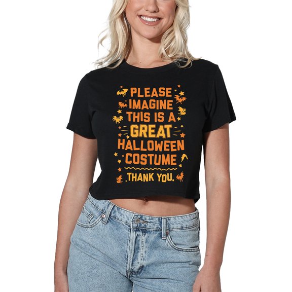 Popfunk Great Halloween Costume Women's Crop Top T-Shirt, Black, Small