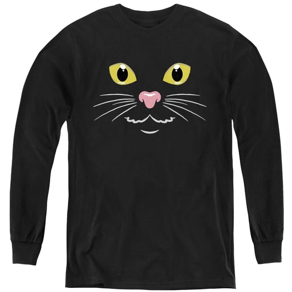 Popfunk Halloween Black Cat Costume Youth Long Sleeve T Shirt, Black, Medium