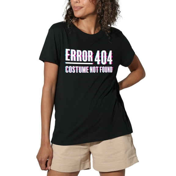 Popfunk Halloween Error 404 Costume Not Found Women's Loose T-Shirt, Black, X-Large