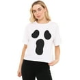 thumbnail image 1 of Popfunk Halloween Ghost Costume Women's Boxy Cropped T-Shirt Casual Graphic Tee, 1 of 3