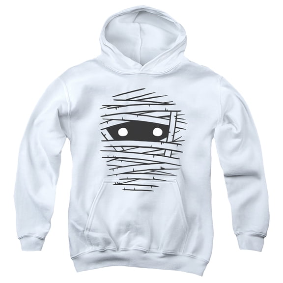 Popfunk Halloween Mummy Costume Youth Kids Boy/Girls Pull-Over Hoodie, White, Large