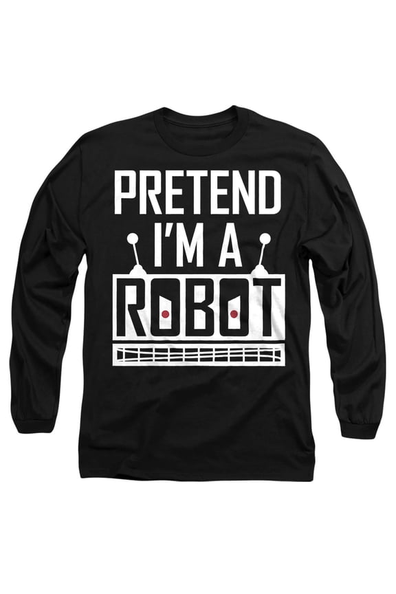 Halloween Pretend I'm A Robot Costume Unisex Adult Long-Sleeve T Shirt, Black, 3X-Large