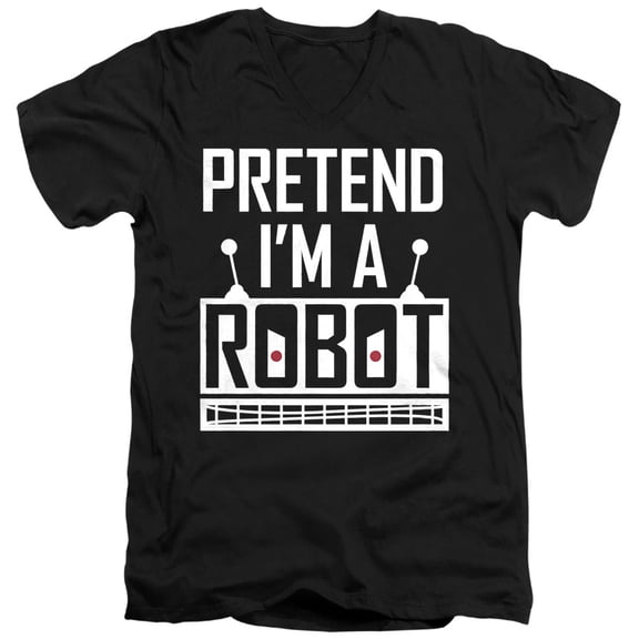 Popfunk Halloween Pretend I'm A Robot Costume Unisex Adult V-Neck T Shirt (Small) Black