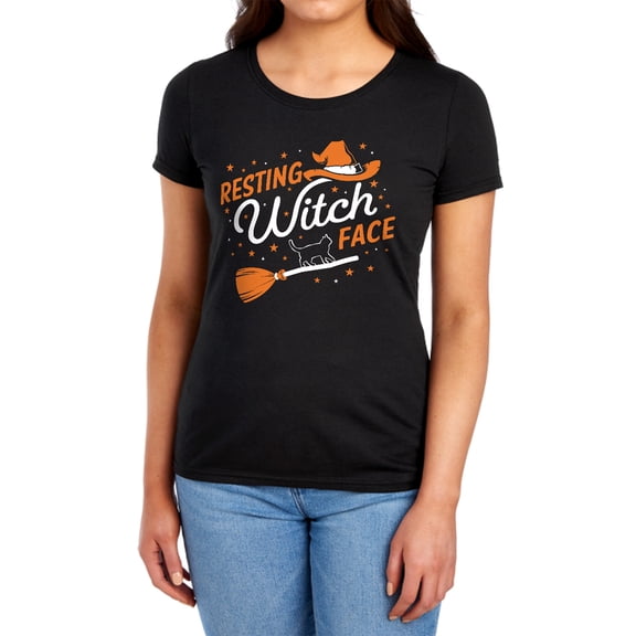 Popfunk Halloween Resting Witch Face Women's T Shirt, Black, Medium