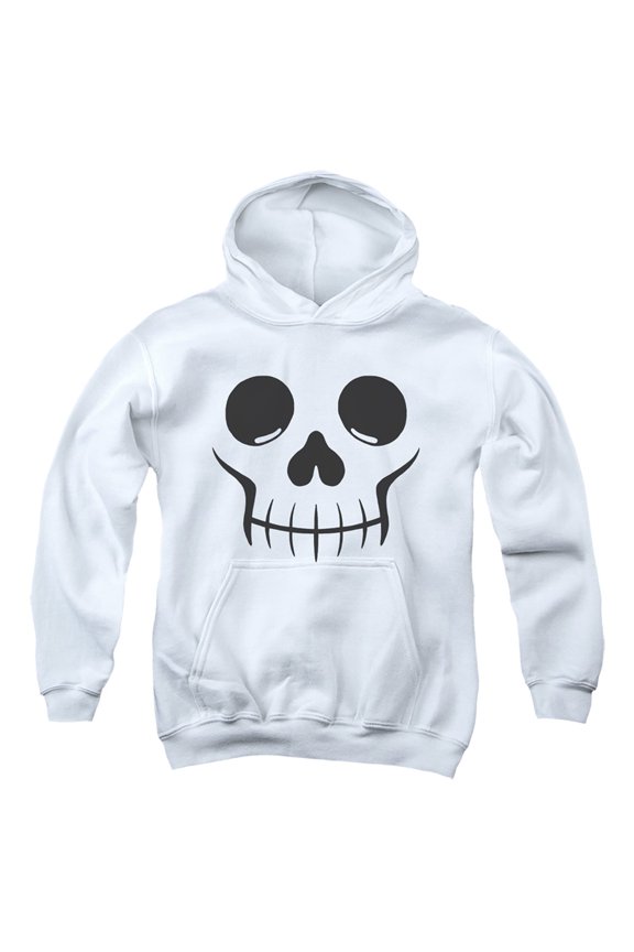 Popfunk Halloween Skull Costume Youth Kids Boy/Girls Pull-Over Hoodie, White, Large