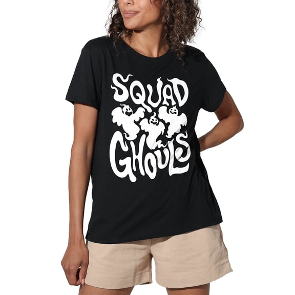 Popfunk Halloween Squad Ghouls Women's Loose T-Shirt, Black, Small