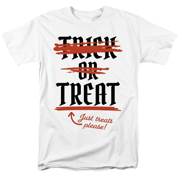 Popfunk Halloween Treats Only Please Unisex Adult T Shirt, White, 3X-Large