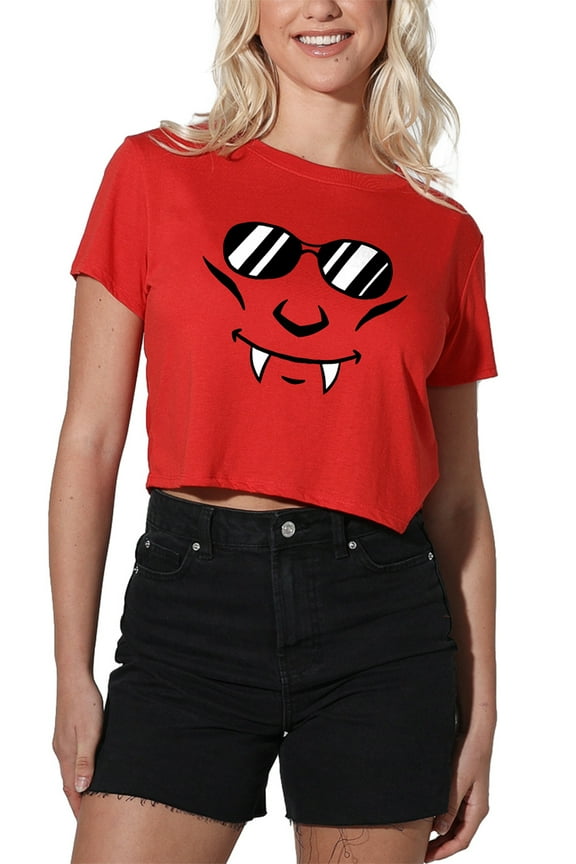 Halloween Vampire Costume Women's Crop Top T-Shirt, Red, Medium