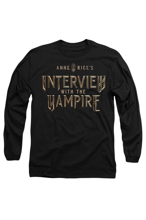 Popfunk Interview with The Vampire Gold Logo Unisex Adult Long-Sleeve T Shirt, Black, Large