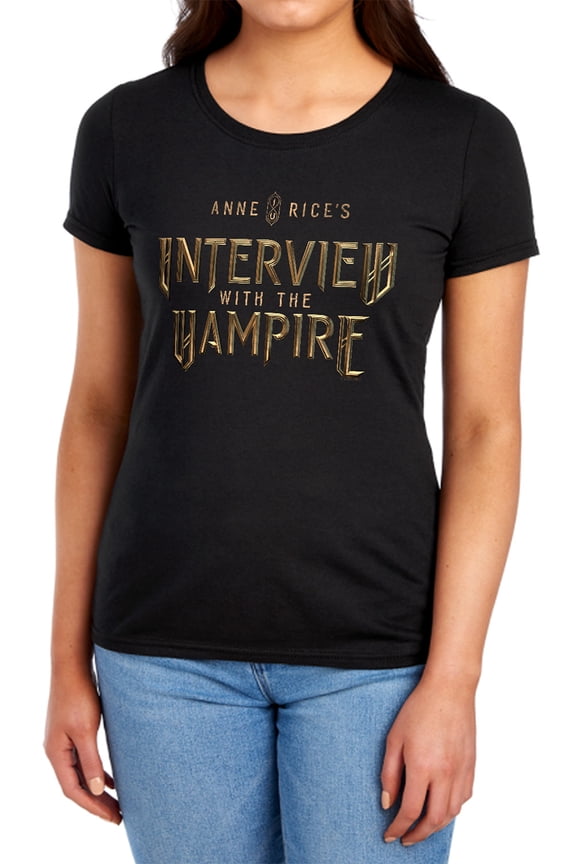 Popfunk Interview with The Vampire Gold Logo Women's T Shirt, Black, Medium