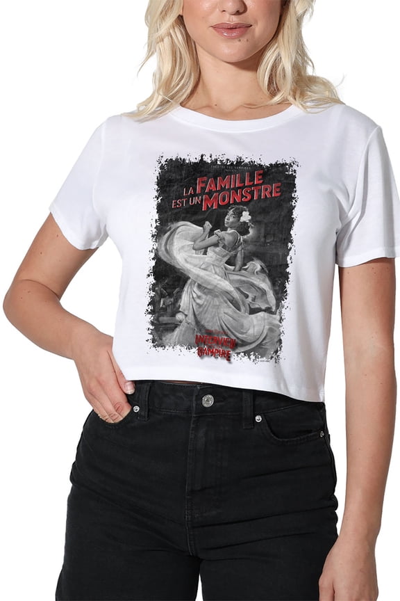 Popfunk Interview with The Vampire La Famille Mono Poster Women's Crop Top T-Shirt, White, Large