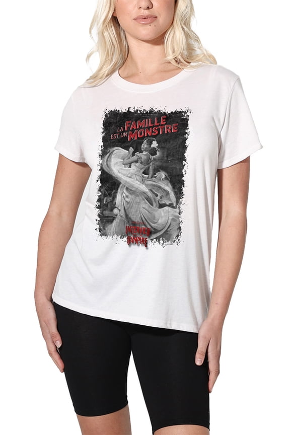 Popfunk Interview with The Vampire La Famille Mono Poster Women's Loose T-Shirt, White, Medium